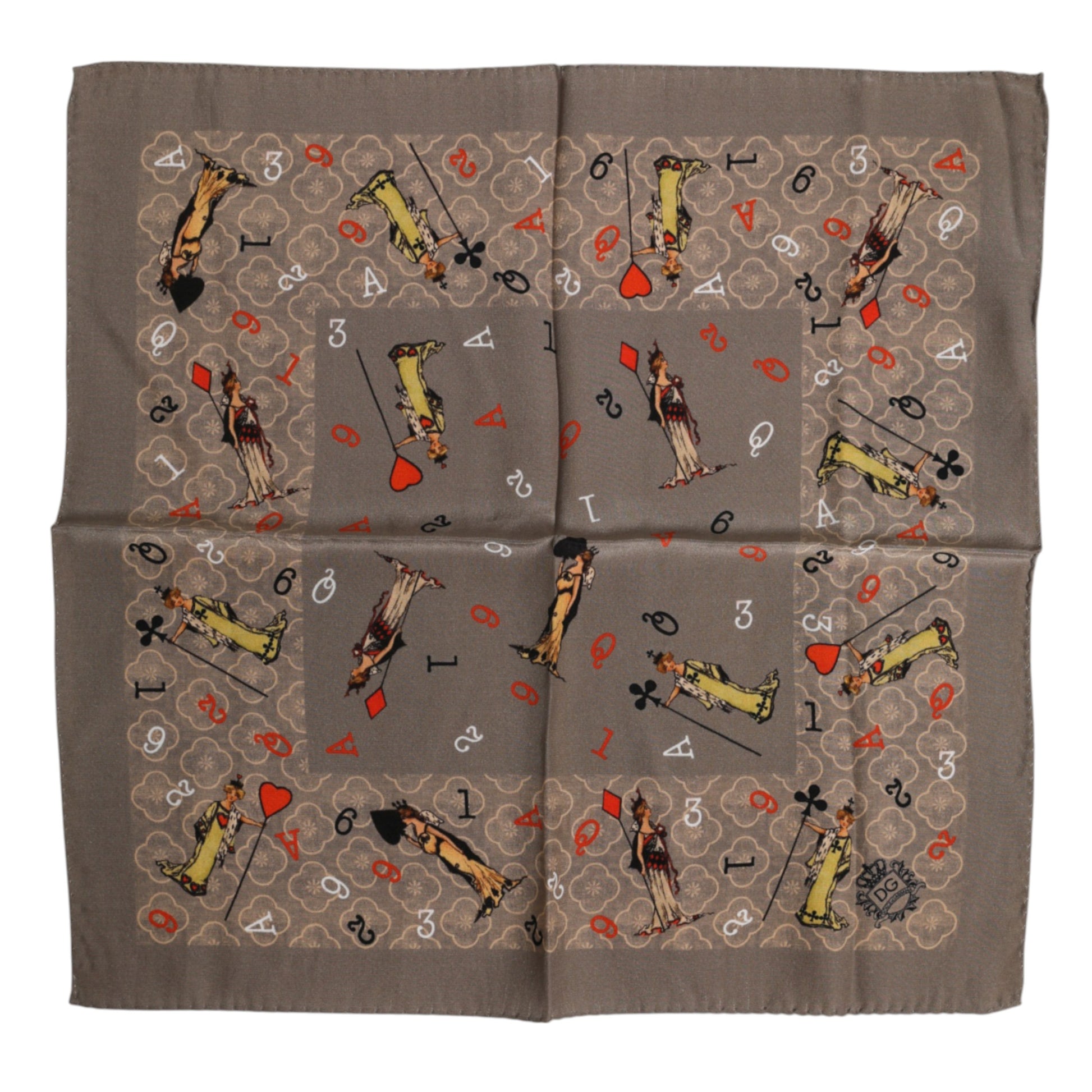 Dolce & Gabbana Brown Silk Printed Square Men Foulard Scarf Dolce & Gabbana
