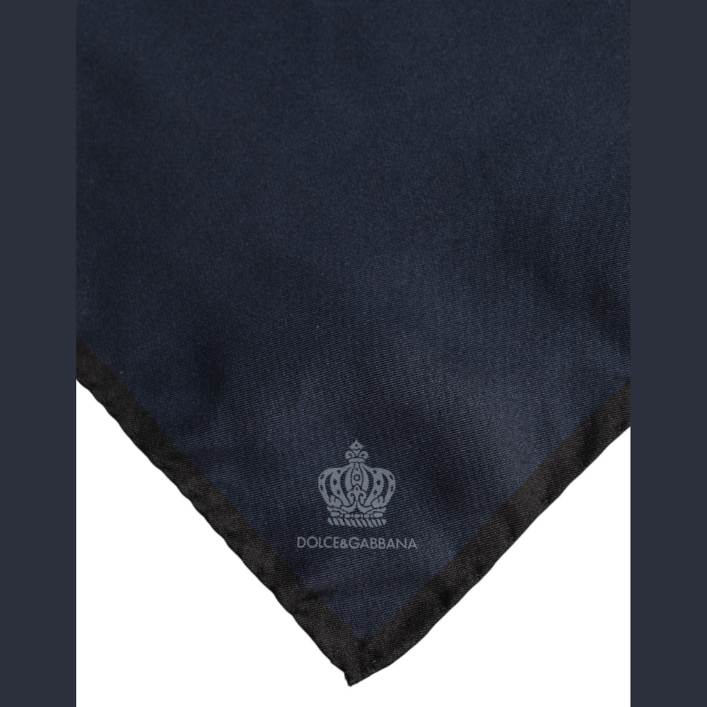 Dolce & Gabbana Blue DG Crown Silk Square Men Foulard Scarf