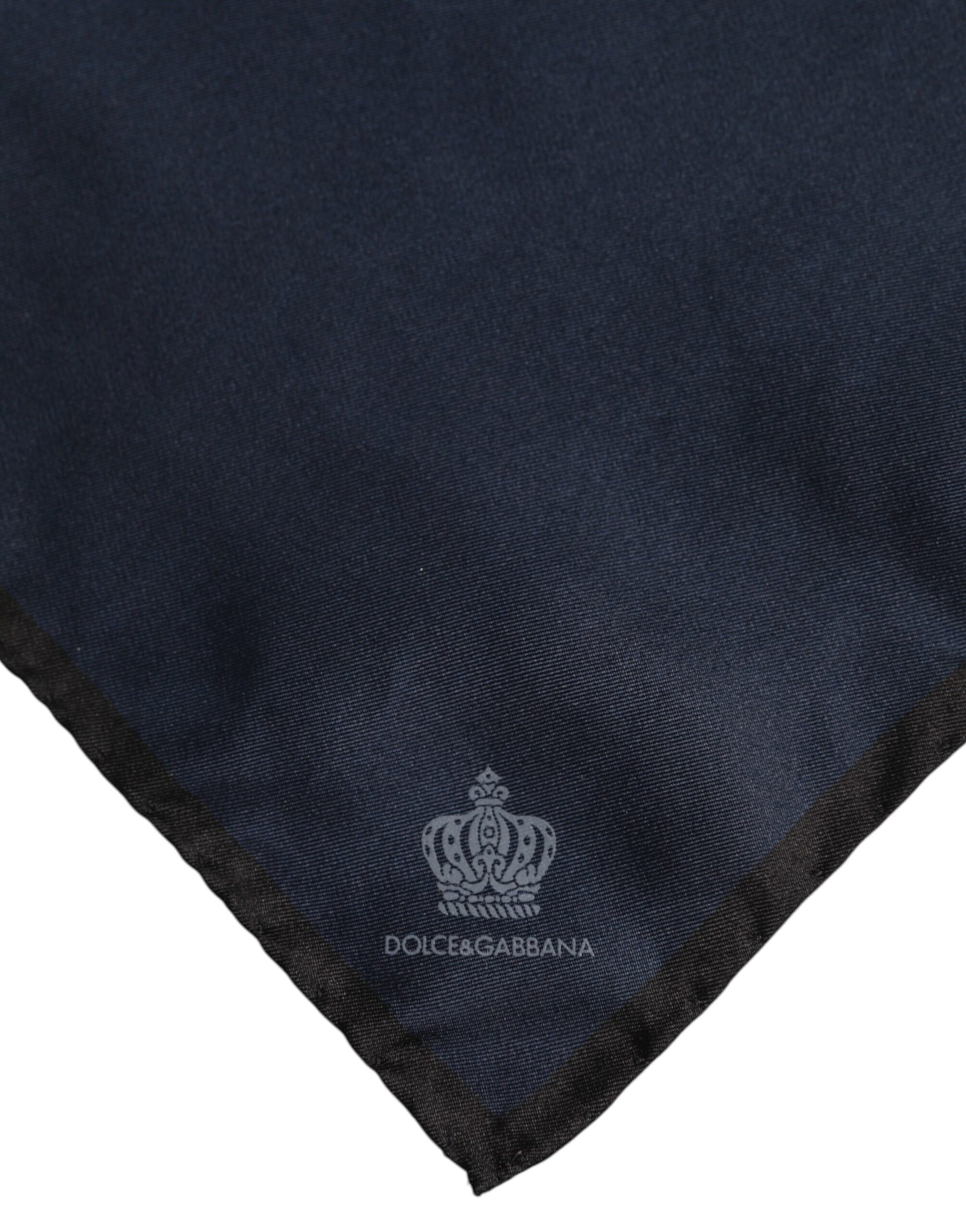 Dolce & Gabbana Blue DG Crown Silk Square Men Foulard Scarf Dolce & Gabbana