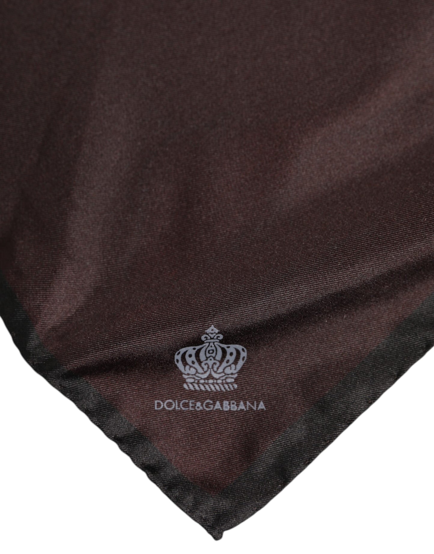 Dolce & Gabbana Brown DG Crown Silk Square Men Foulard Scarf Dolce & Gabbana