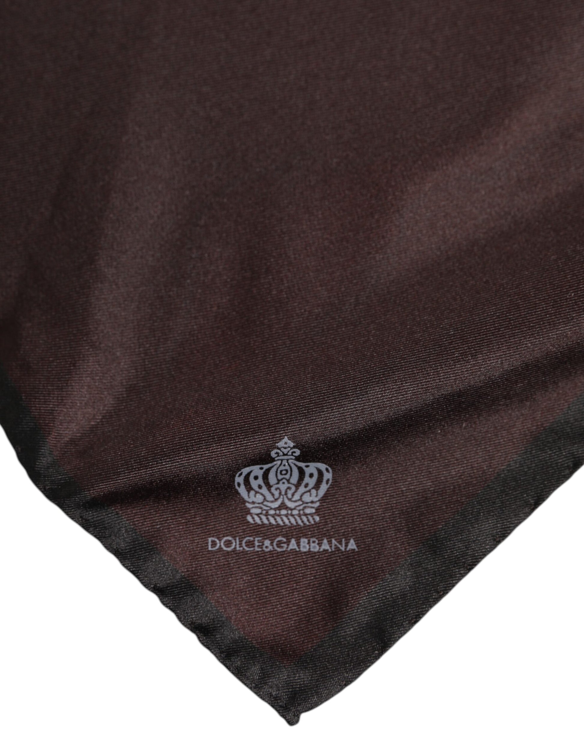 Dolce & Gabbana Brown DG Crown Silk Square Men Foulard Scarf Dolce & Gabbana