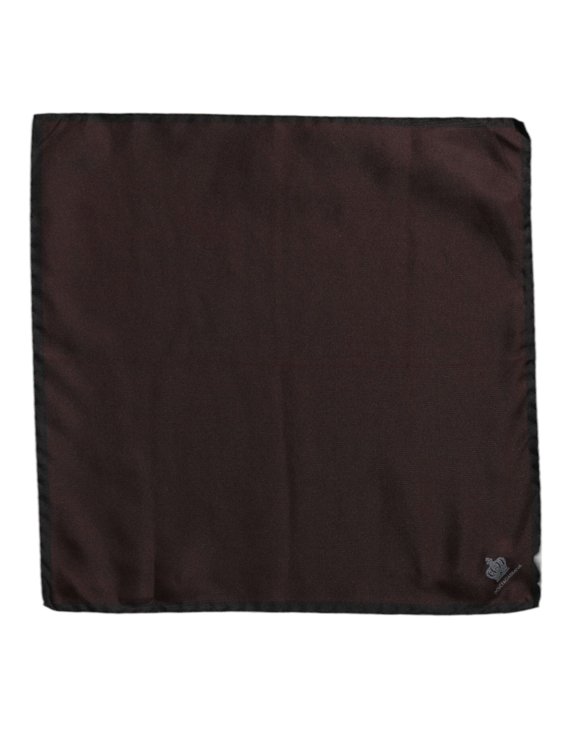 Dolce & Gabbana Brown DG Crown Silk Square Men Foulard Scarf Dolce & Gabbana