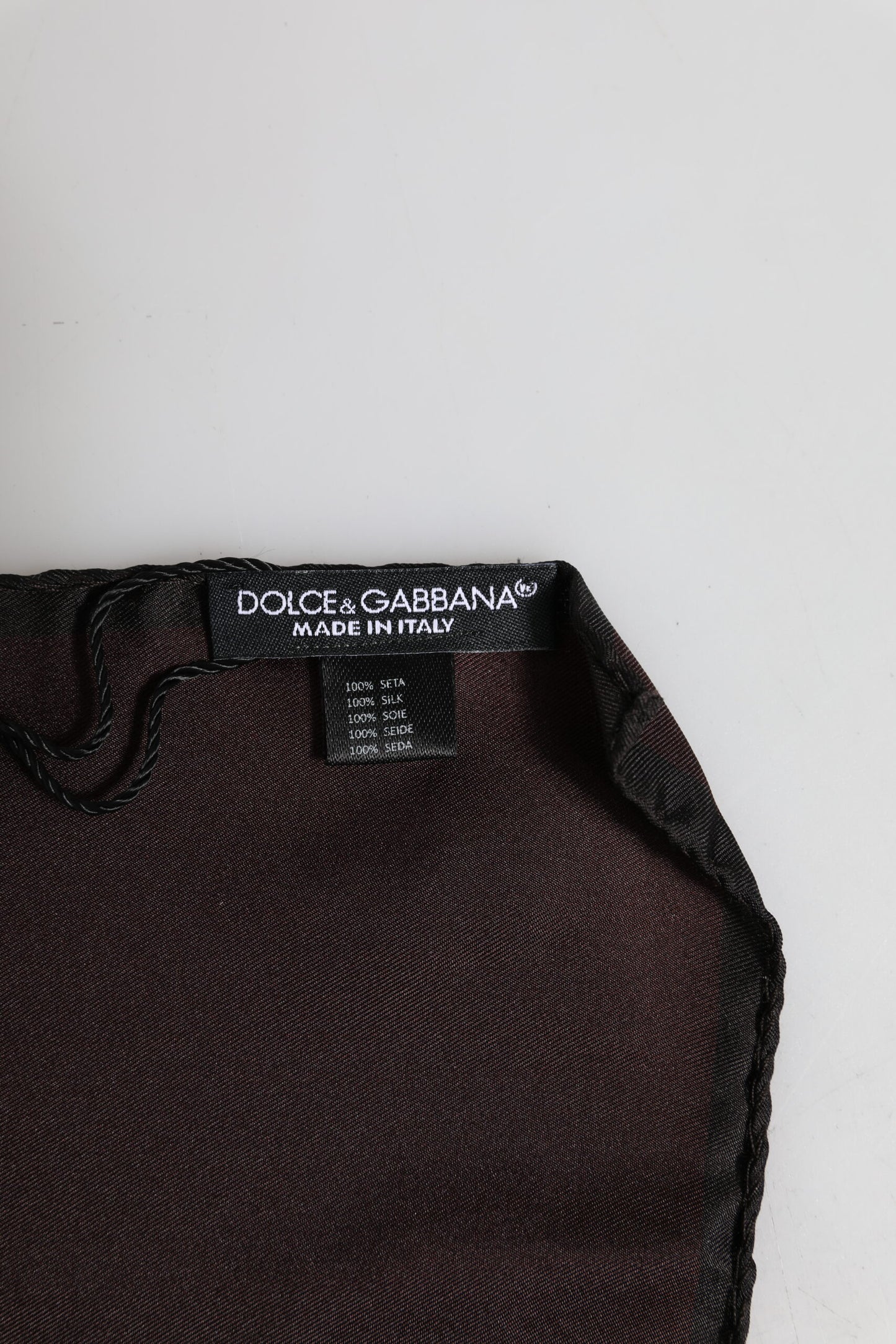 Dolce & Gabbana Brown DG Crown Silk Square Men Foulard Scarf Dolce & Gabbana