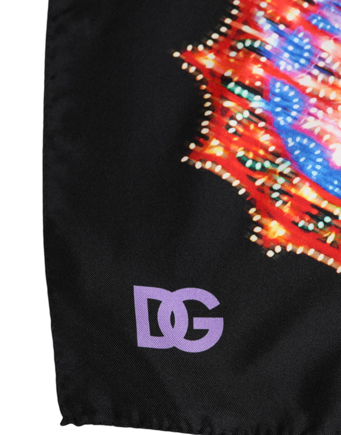 Dolce & Gabbana Black Multicolor Print Square Foulard Scarf Dolce & Gabbana