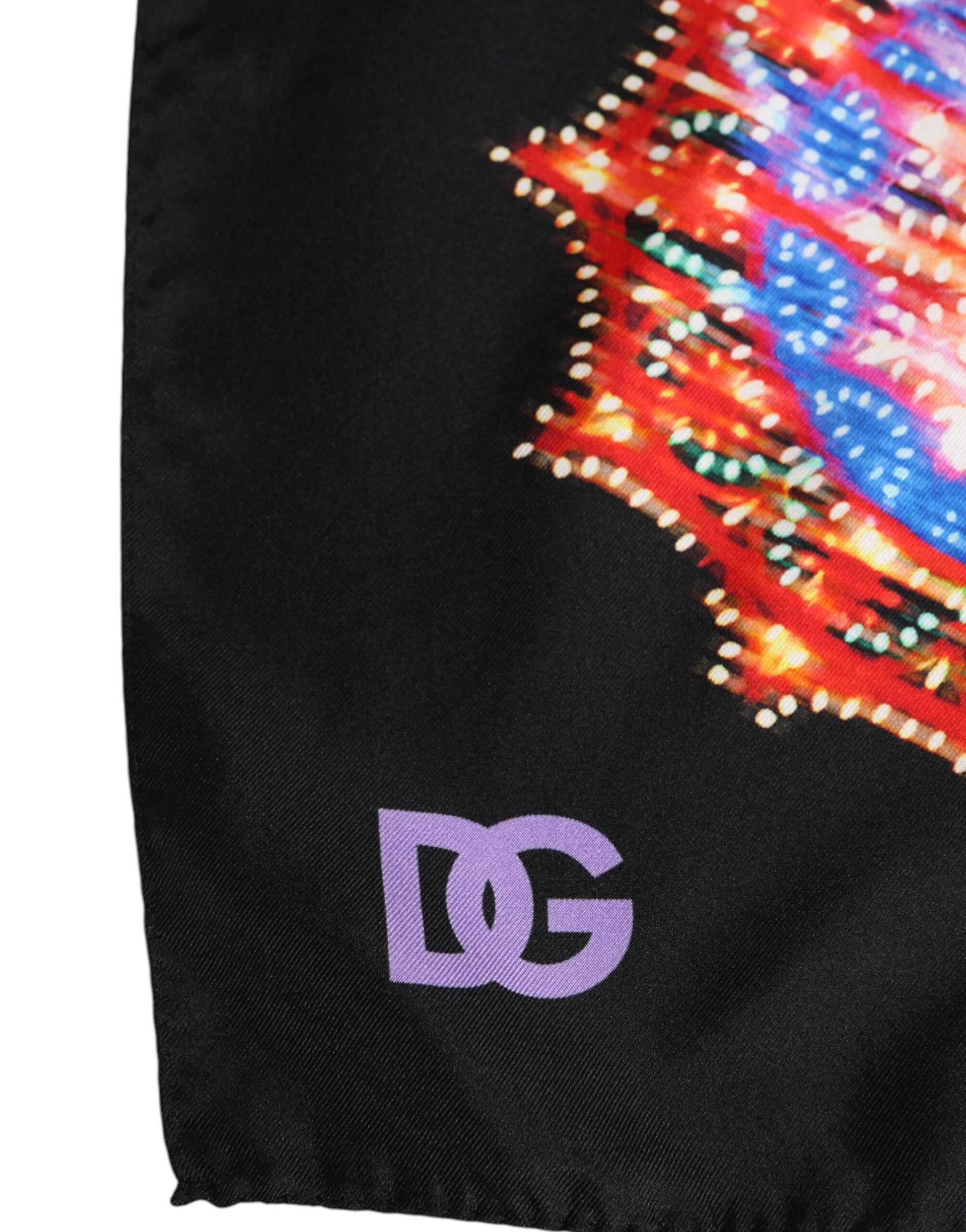 Dolce & Gabbana Black Multicolor Print Square Foulard Scarf Dolce & Gabbana