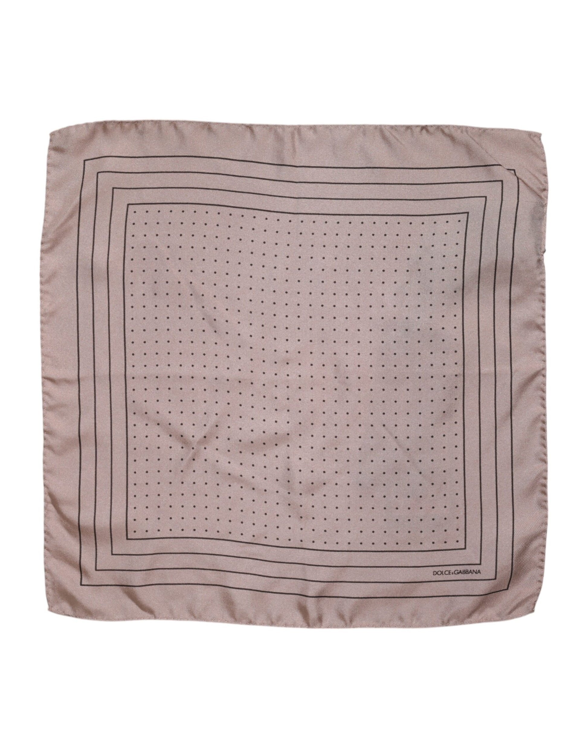 Dolce & Gabbana Beige Dotted Silk Square Men Foulard Scarf Dolce & Gabbana