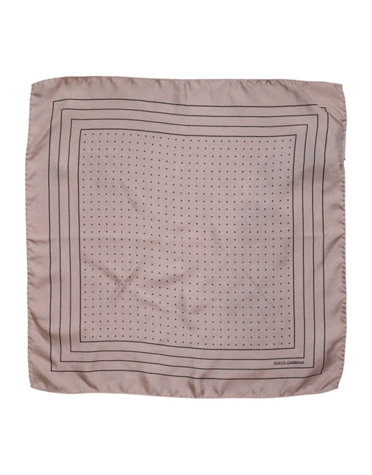 Dolce & Gabbana Beige Dotted Silk Square Men Foulard Scarf Dolce & Gabbana
