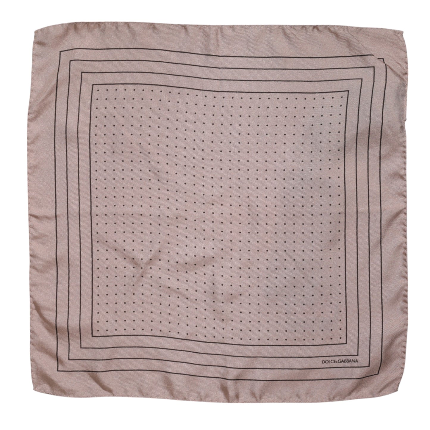 Dolce & Gabbana Beige Dotted Silk Square Men Foulard Scarf Dolce & Gabbana