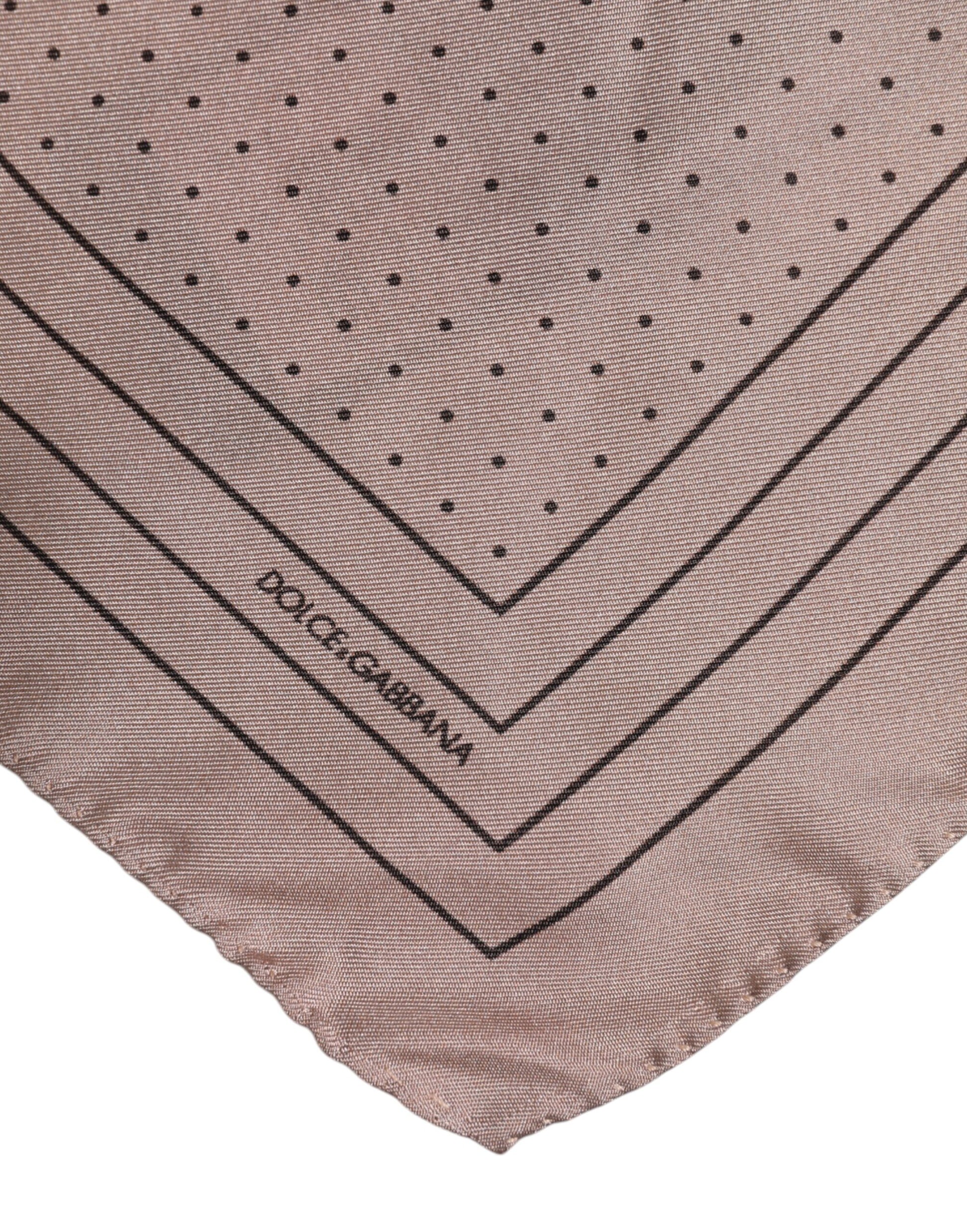 Dolce & Gabbana Beige Dotted Silk Square Men Foulard Scarf Dolce & Gabbana