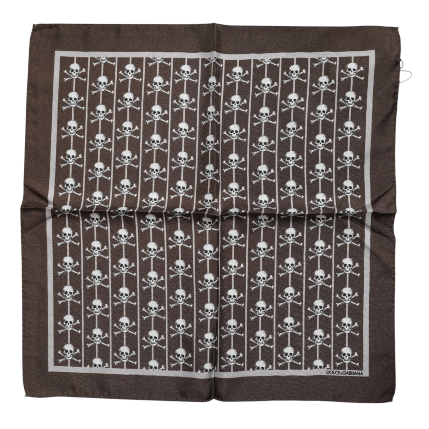 Dolce & Gabbana Brown Skull Silk Square Men Foulard Scarf Dolce & Gabbana