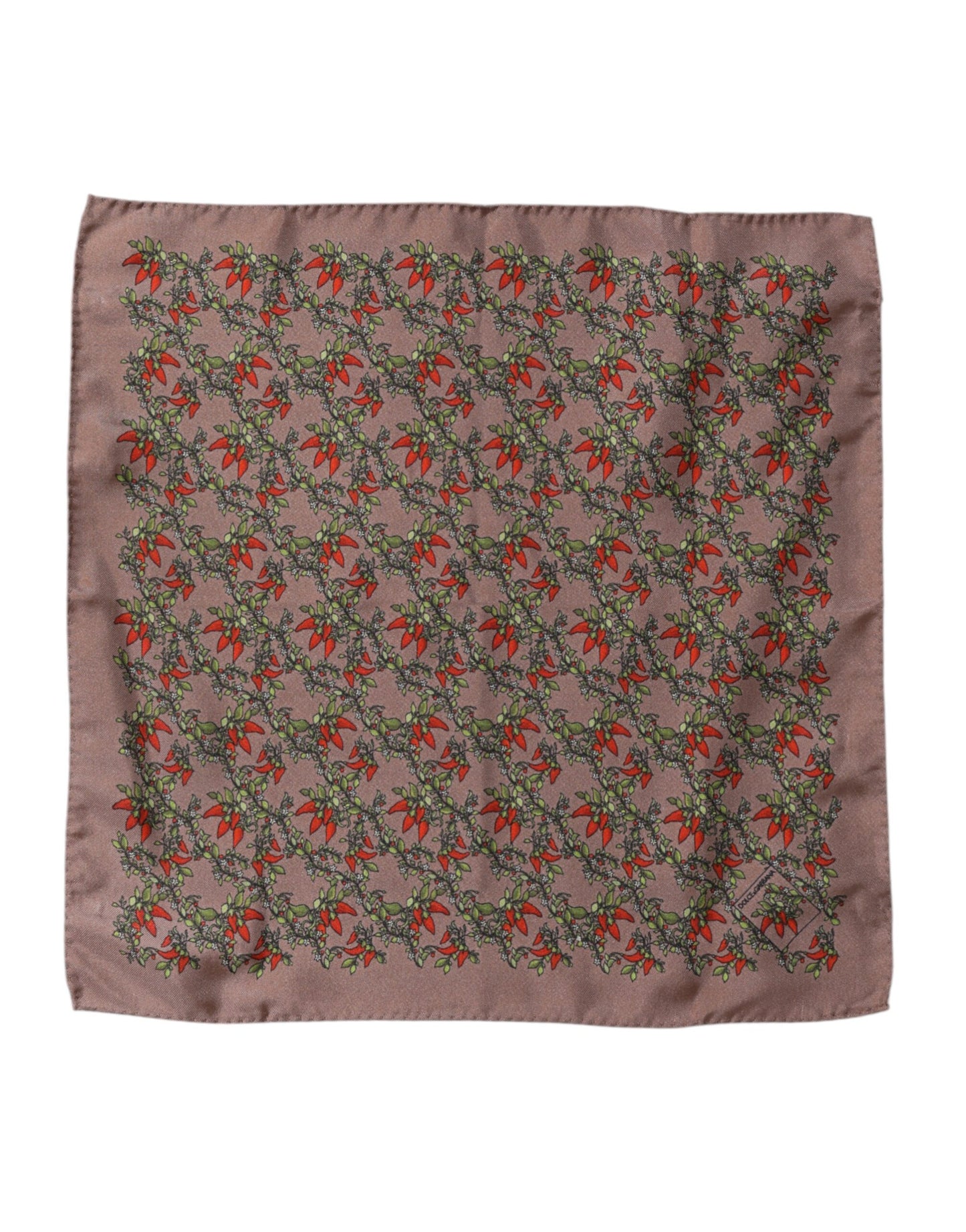 Dolce & Gabbana Brown Chilis Silk Square Men Foulard Scarf Dolce & Gabbana