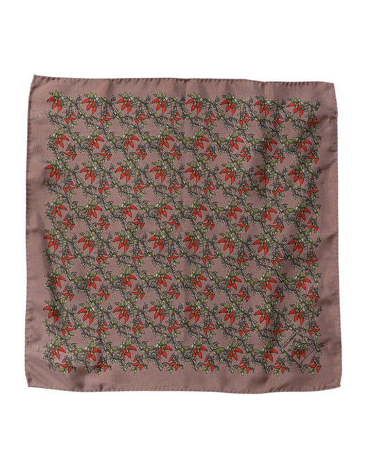Dolce & Gabbana Brown Chilis Silk Square Men Foulard Scarf Dolce & Gabbana