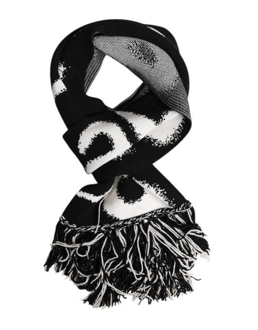 Dolce & Gabbana Black Logo Neck Warmer Wrap Men Shawl Scarf Dolce & Gabbana