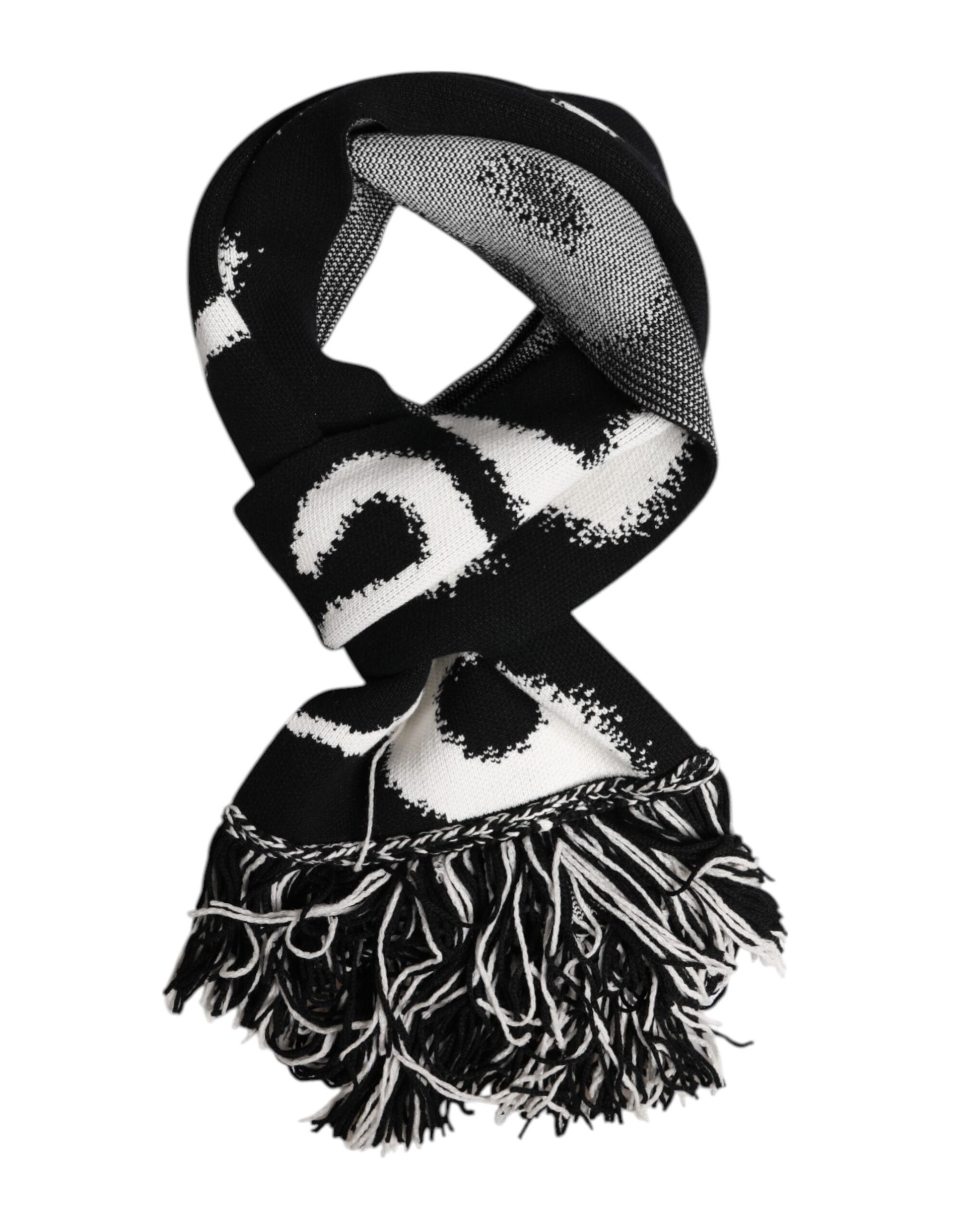 Dolce & Gabbana Black Logo Neck Warmer Wrap Men Shawl Scarf Dolce & Gabbana