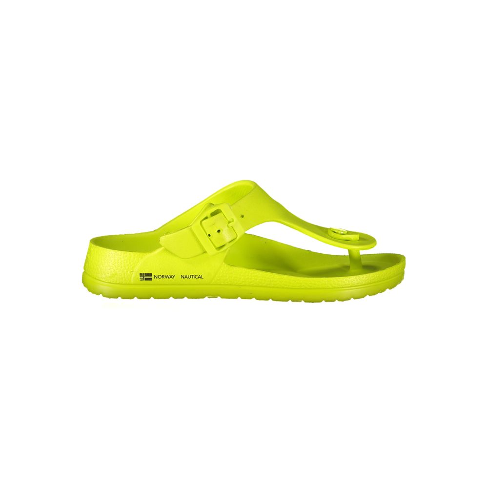 Norway 1963 Giallo Plastica women’s ciabatta sandals with yellow plastic straps and textured sole.