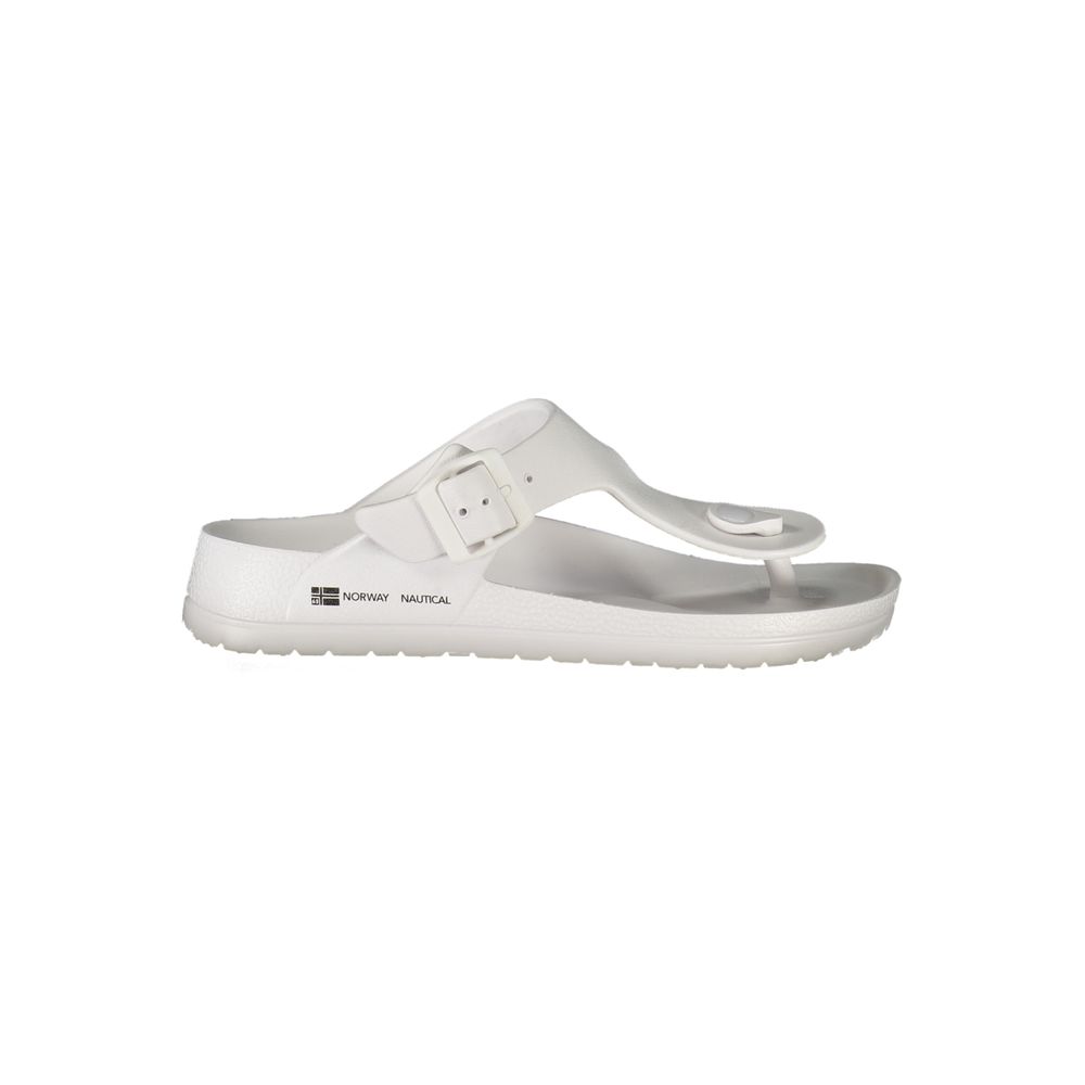Norway 1963 white plastic women's ciabatta shoes with textured design and slip-on style.