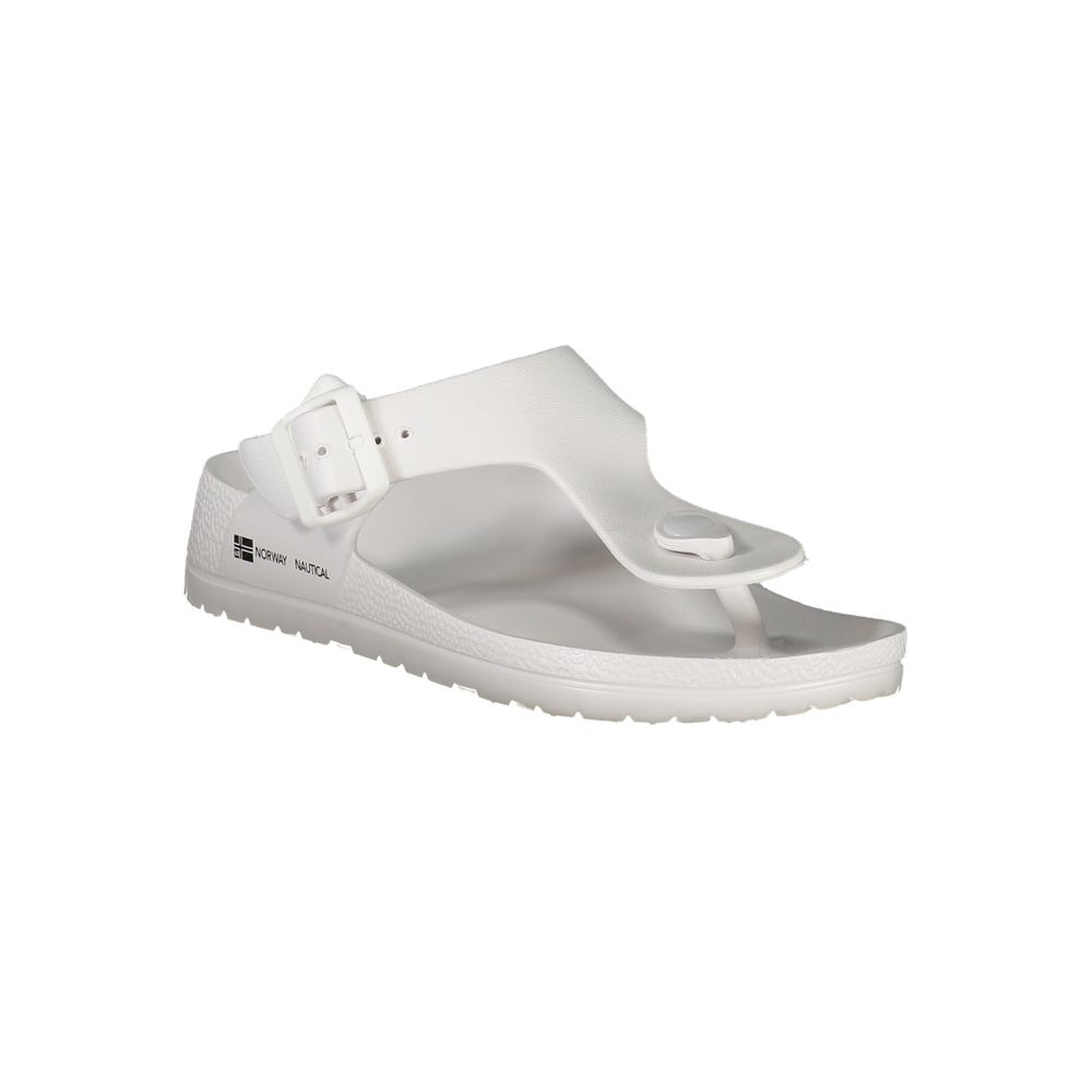 Norway 1963 white plastic women's ciabatta shoes with textured surface and slip-on design.