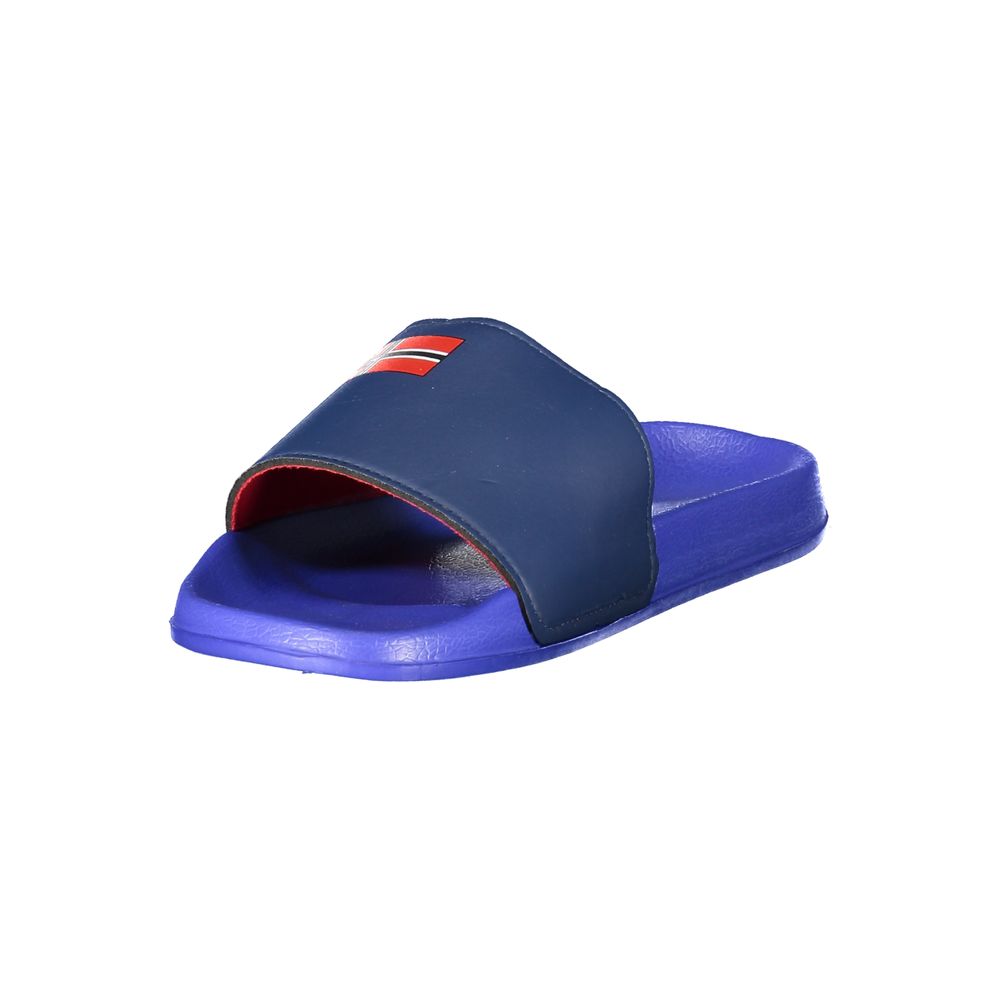 Norway 1963 blue plastic men's slippers featuring a simple slip-on design and textured soles.