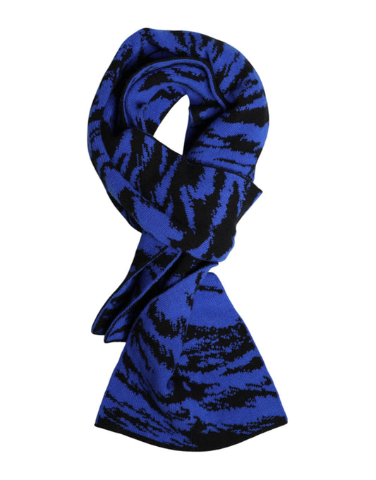 Dolce & Gabbana Blue Black Logo Neck Warmer Wrap Shawl Scarf Dolce & Gabbana