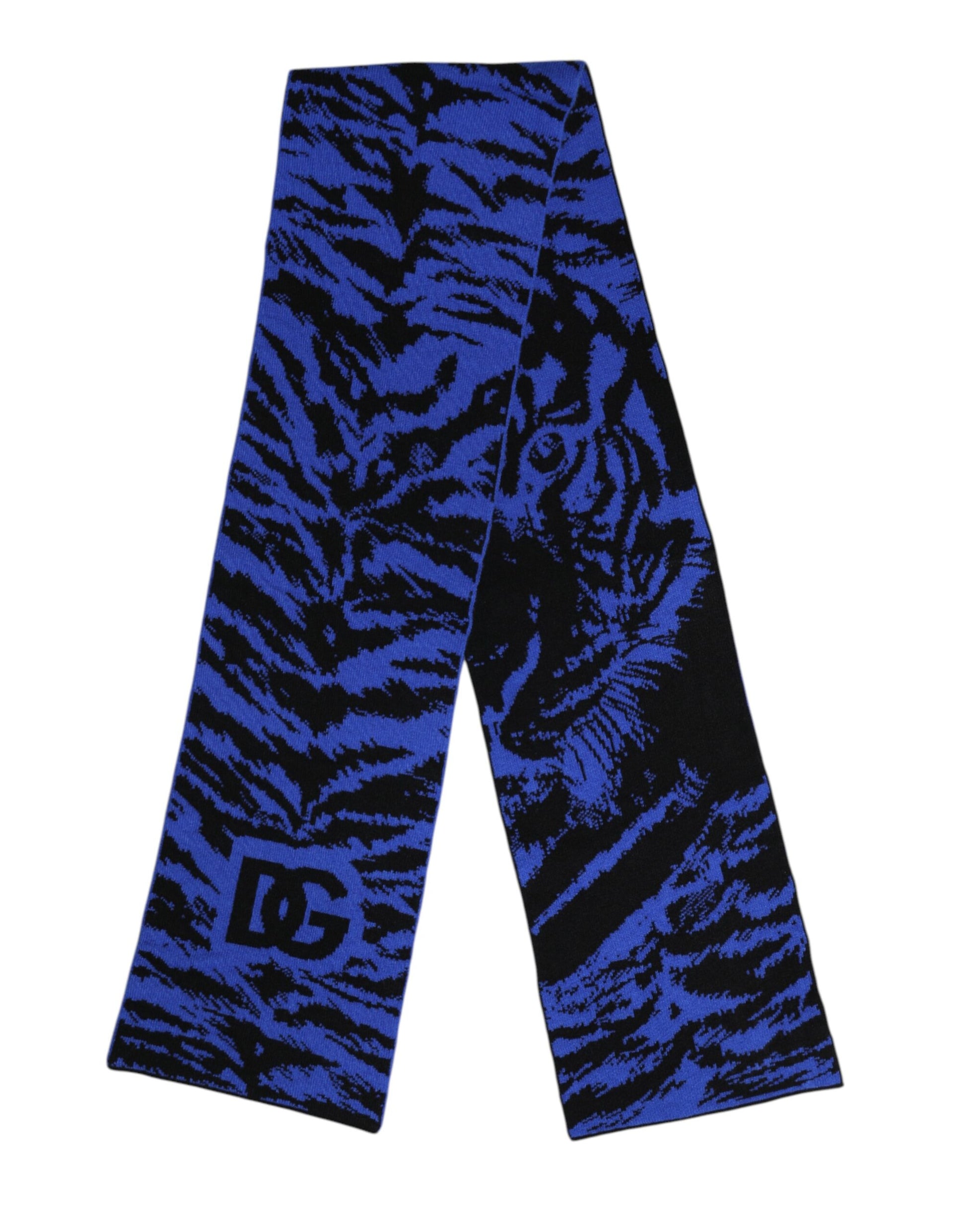 Dolce & Gabbana Blue Black Logo Neck Warmer Wrap Shawl Scarf Dolce & Gabbana