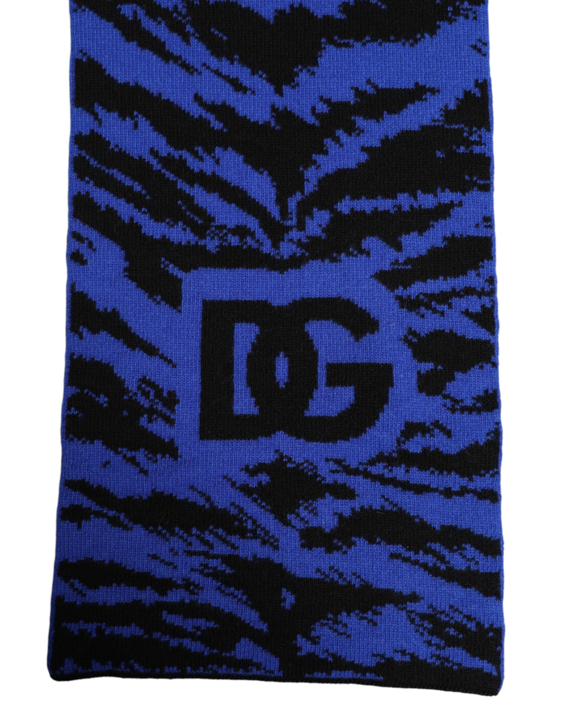 Dolce & Gabbana Blue Black Logo Neck Warmer Wrap Shawl Scarf Dolce & Gabbana