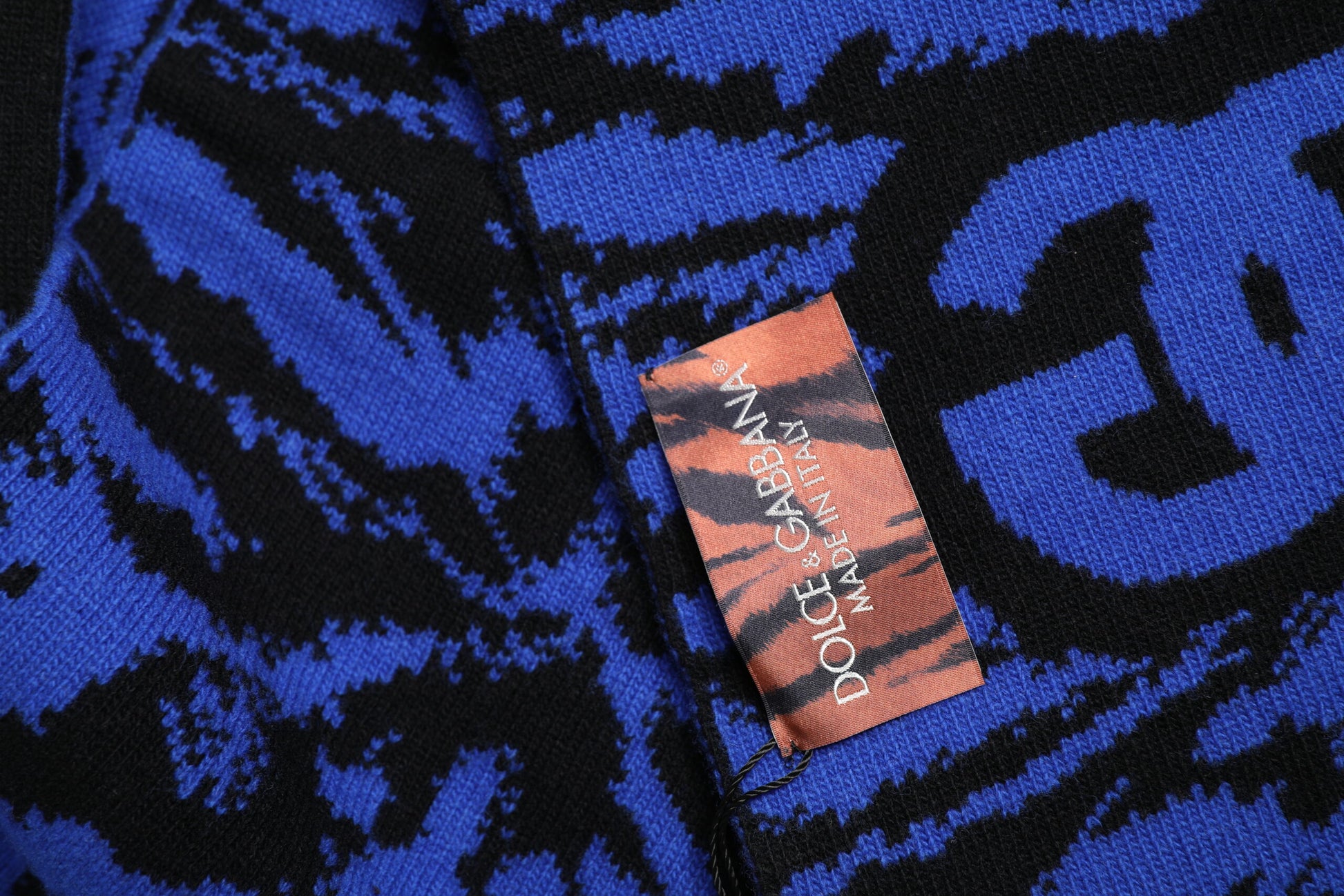 Dolce & Gabbana Blue Black Logo Neck Warmer Wrap Shawl Scarf Dolce & Gabbana