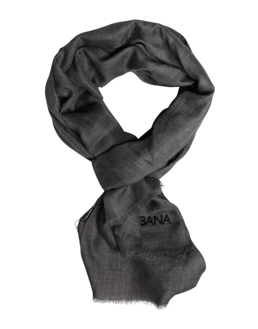 Dolce & Gabbana Gray Logo Print Neck Warmer Wrap Shawl Scarf Dolce & Gabbana
