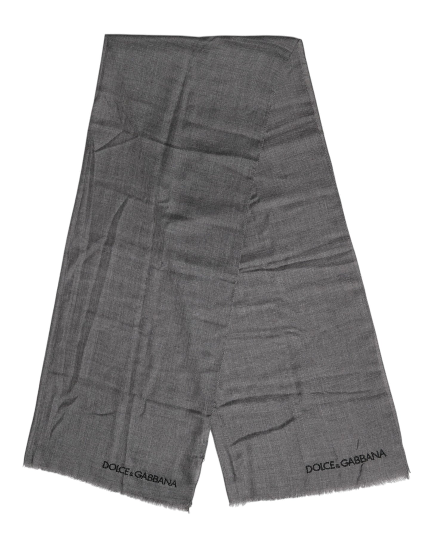 Dolce & Gabbana Gray Logo Print Neck Warmer Wrap Shawl Scarf Dolce & Gabbana