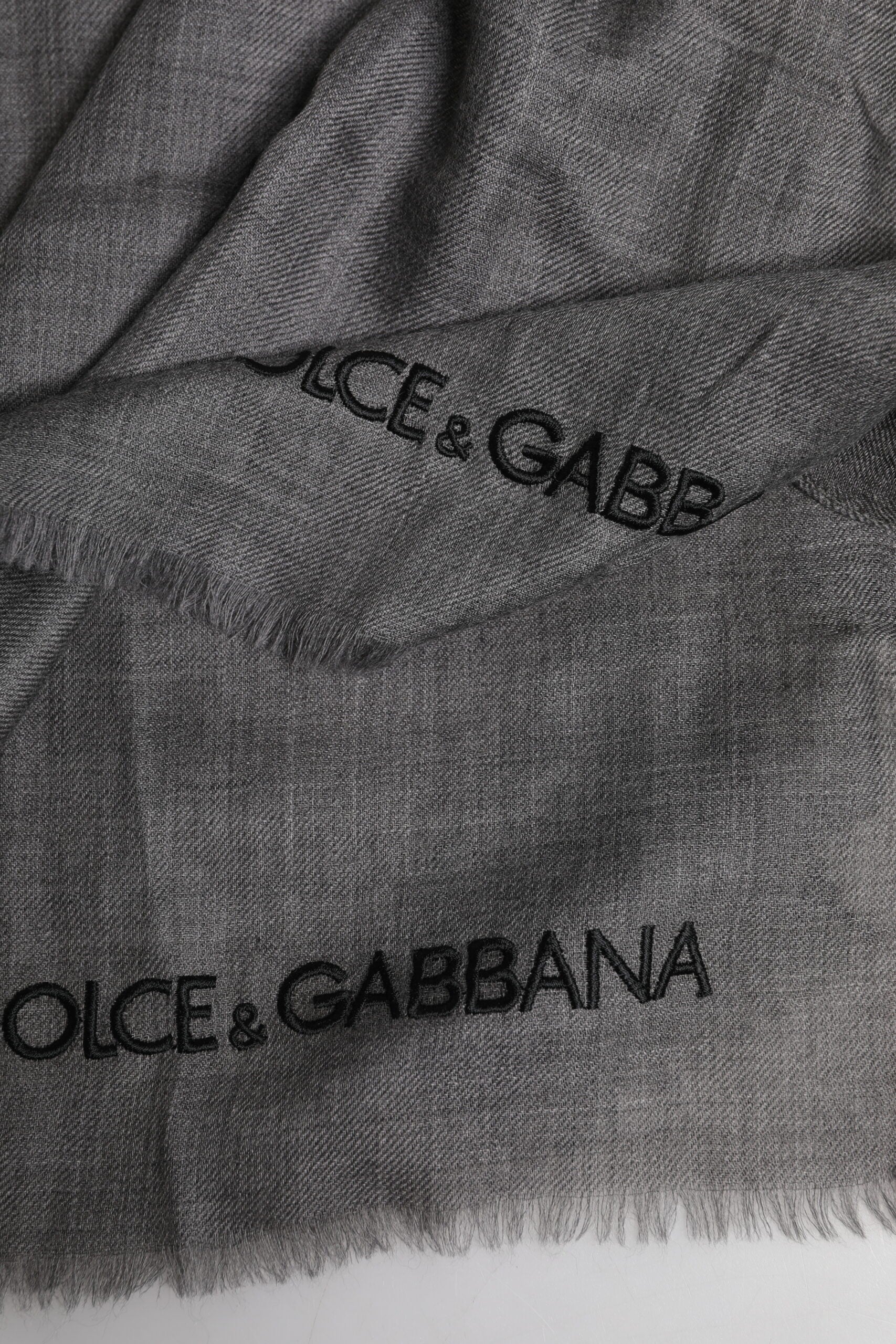 Dolce & Gabbana Gray Logo Print Neck Warmer Wrap Shawl Scarf Dolce & Gabbana