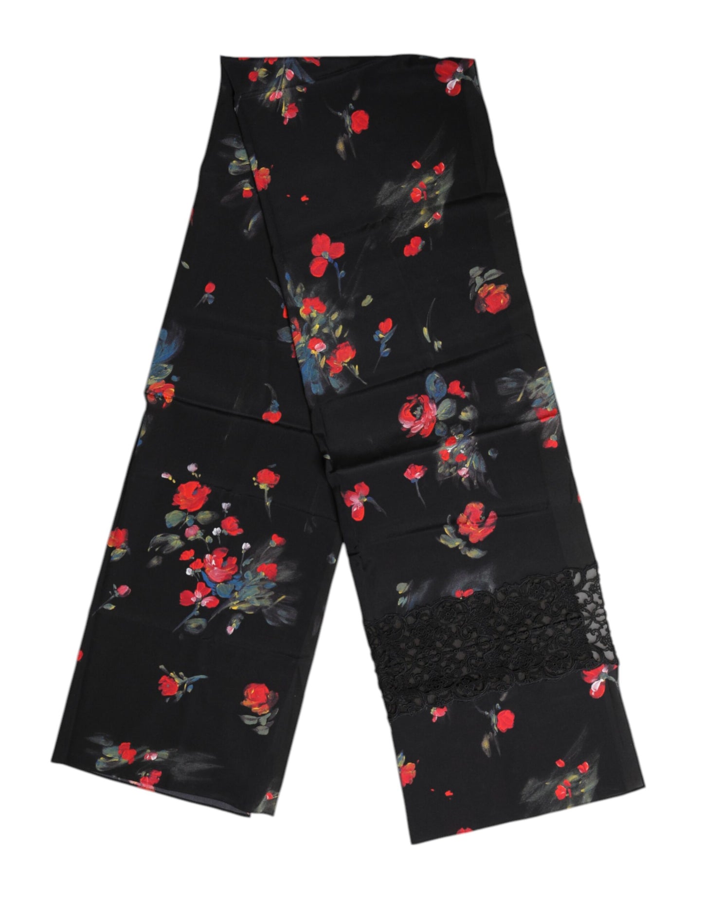 Dolce & Gabbana Black Floral Print Neck Warmer Wrap Scarf Dolce & Gabbana