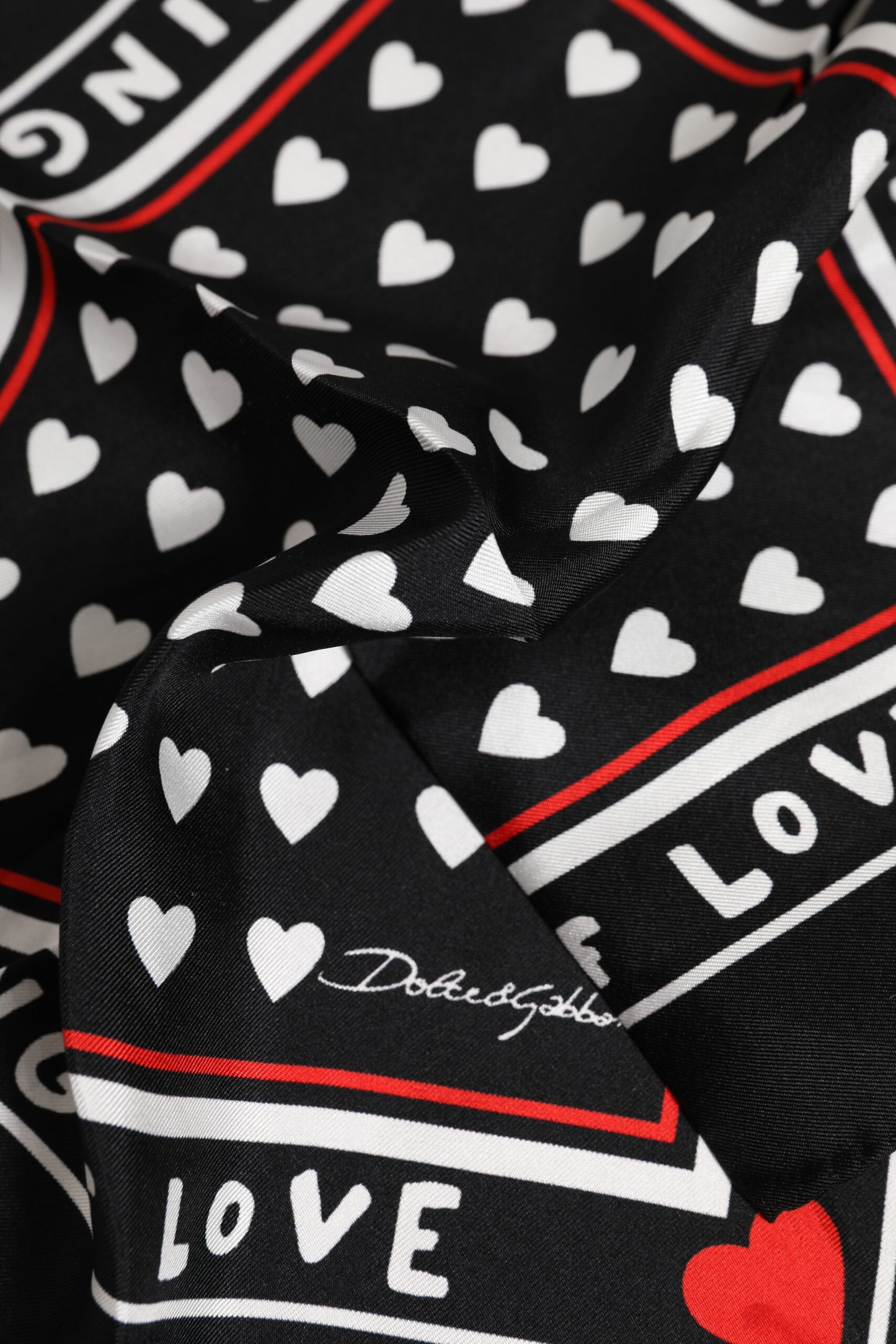 Dolce & Gabbana Black Printed Silk Square Men Foulard Scarf Dolce & Gabbana