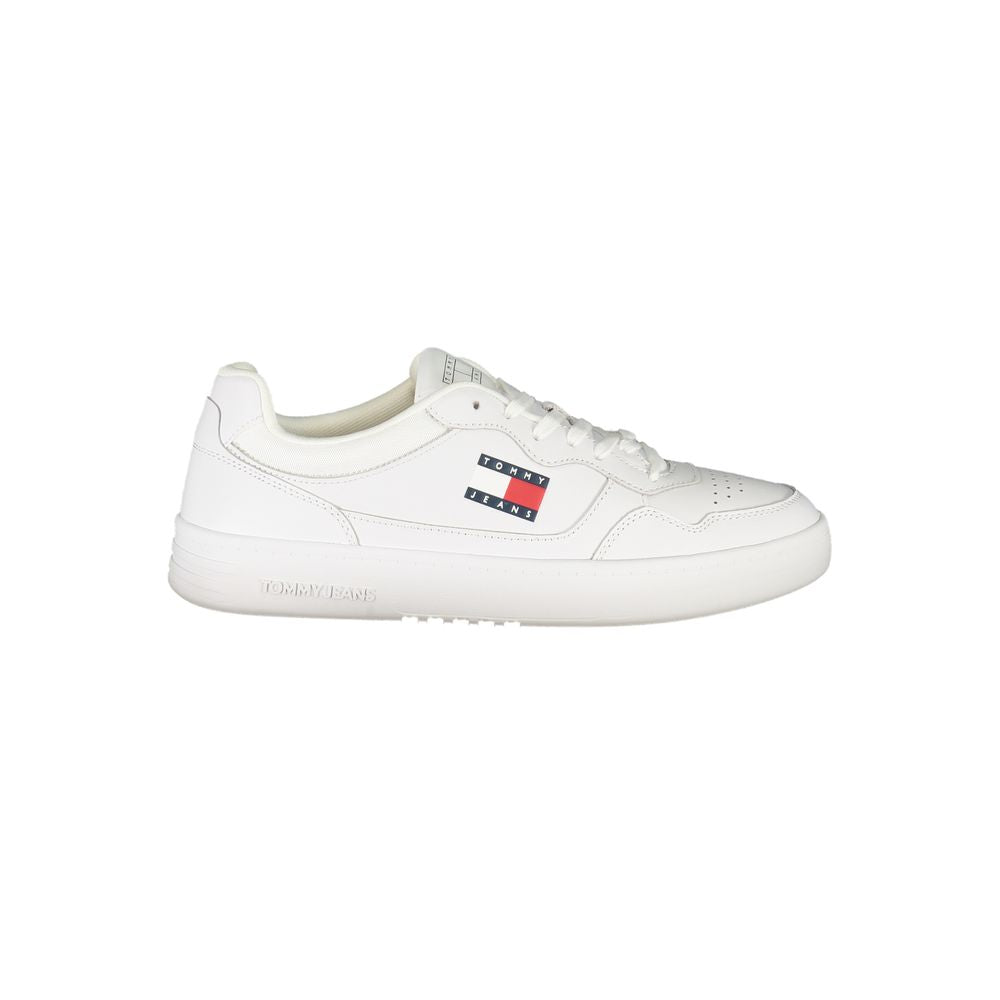 Tommy Hilfiger Bianco men's sneaker with white polyurethane upper, stylish casual shoe with laces and rubber sole.
