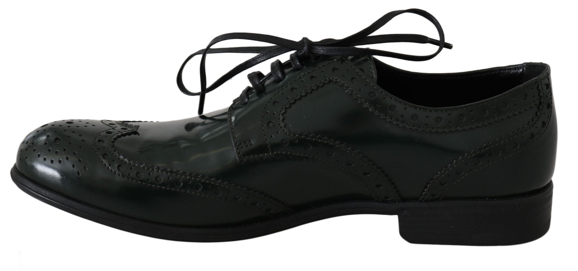 Dolce & Gabbana Green Leather Broque Oxford Wingtip Shoes Dolce & Gabbana