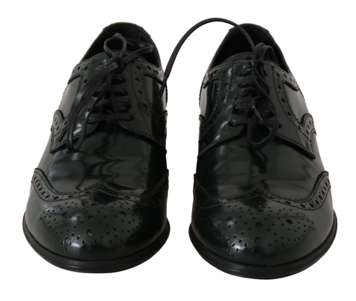Dolce & Gabbana Green Leather Broque Oxford Wingtip Shoes Dolce & Gabbana