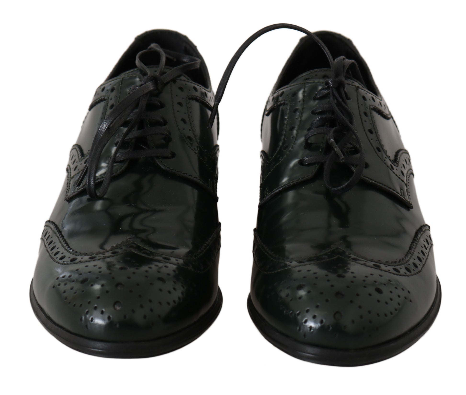 Dolce & Gabbana Green Leather Broque Oxford Wingtip Shoes Dolce & Gabbana