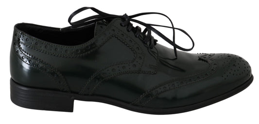 Dolce & Gabbana Green Leather Broque Oxford Wingtip Shoes Dolce & Gabbana