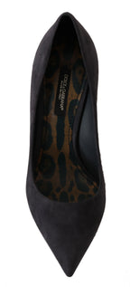 Dolce & Gabbana Gray Suede Leather Stiletto Shoes Heels