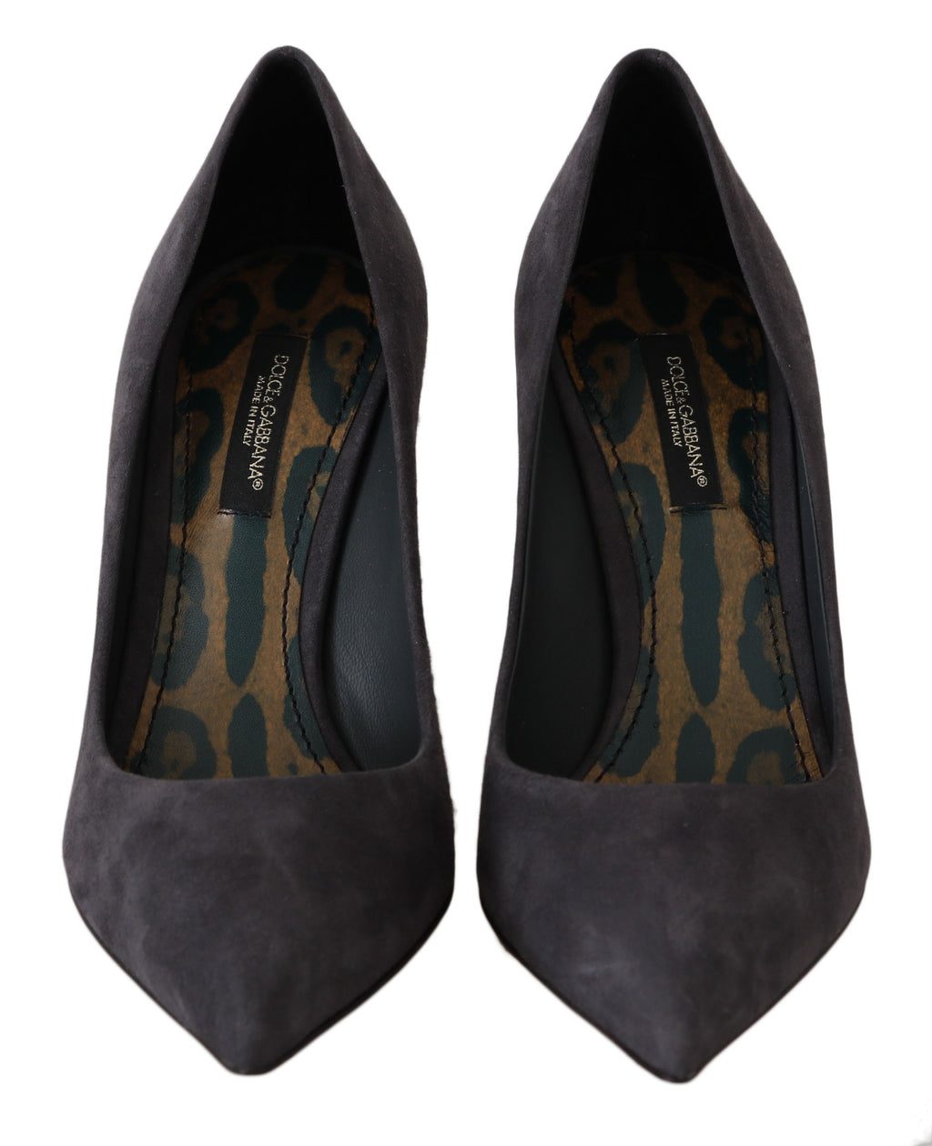 Dolce & Gabbana Gray Suede Leather Stiletto Shoes Heels