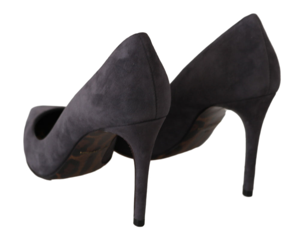 Dolce & Gabbana Gray Suede Leather Stiletto Shoes Heels