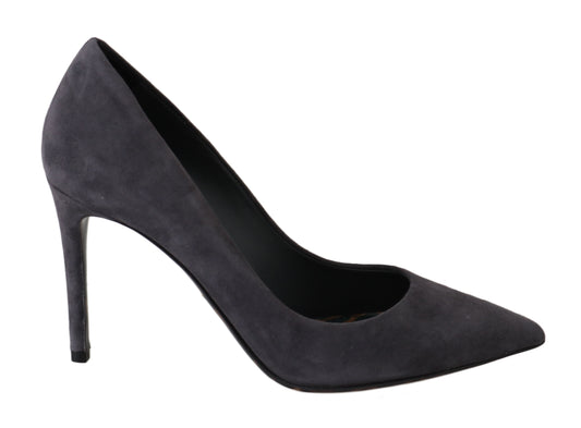 Dolce & Gabbana Gray Suede Leather Stiletto Shoes Heels Dolce & Gabbana