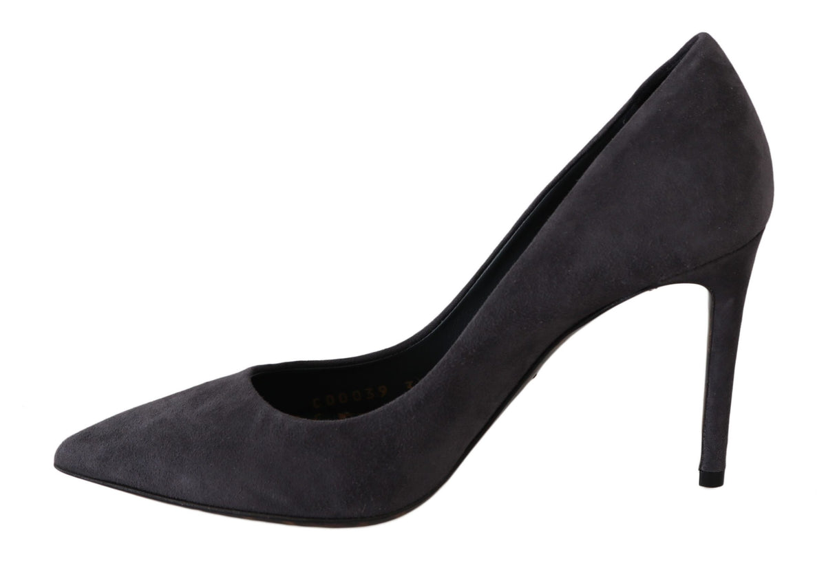 Dolce & Gabbana Gray Suede Leather Stiletto Shoes Heels
