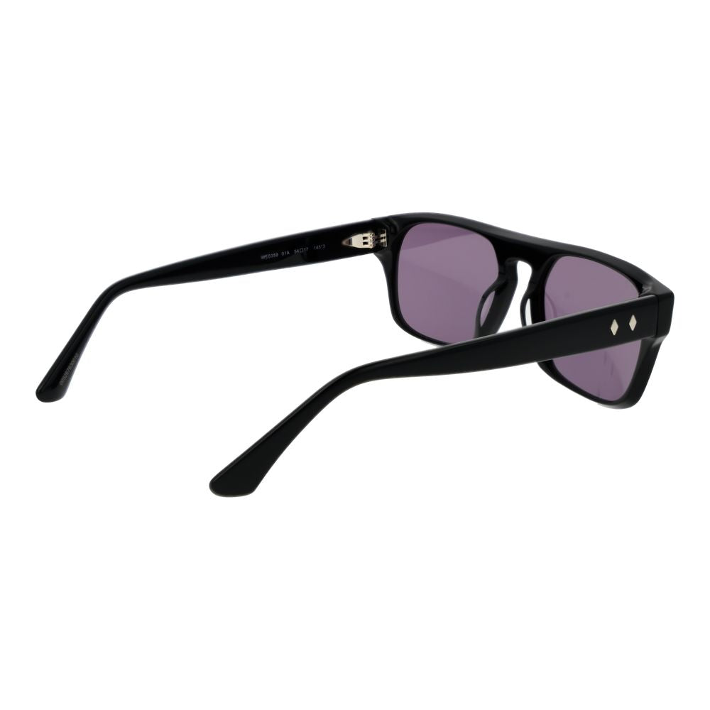 Web black acetate sunglasses with rounded frames and dark tinted lenses, stylish and trendy eyewear for sun protection.