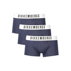 Blue polyester men's boxer shorts by Bikkembergs, featuring a comfortable waistband and sleek design.