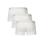 White polyester men's boxer shorts by Bikkembergs, featuring a comfortable fit and simple design.