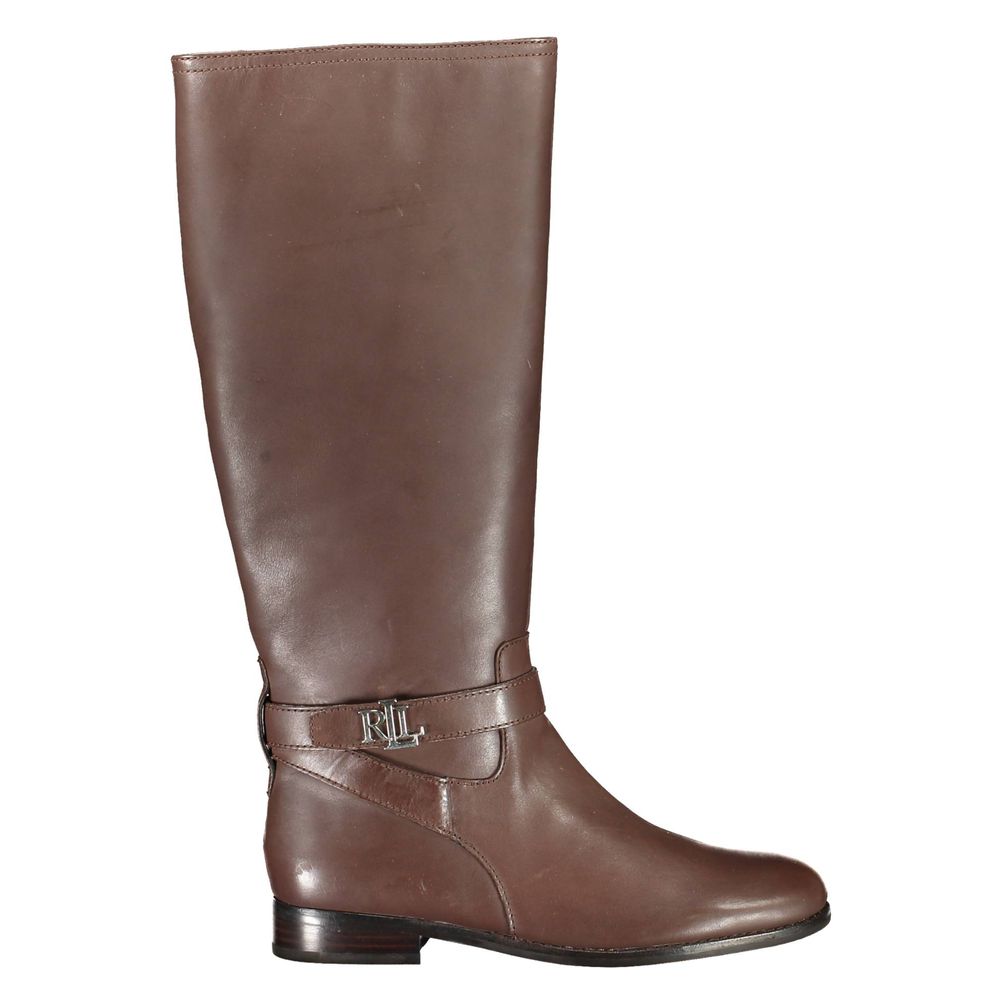 Ralph Lauren Brown Leather Women Boot Ralph Lauren