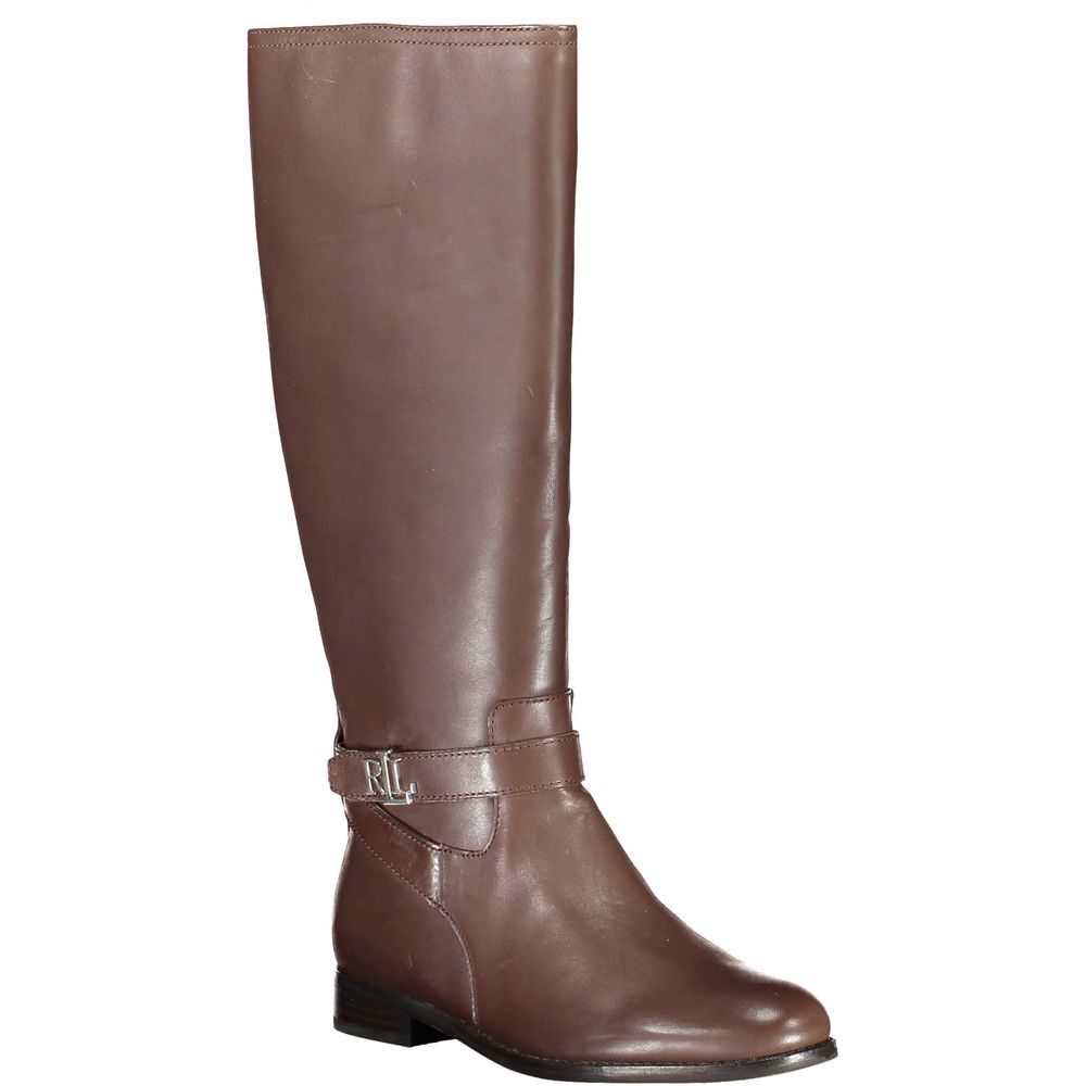 Ralph Lauren Brown Leather Women Boot Ralph Lauren