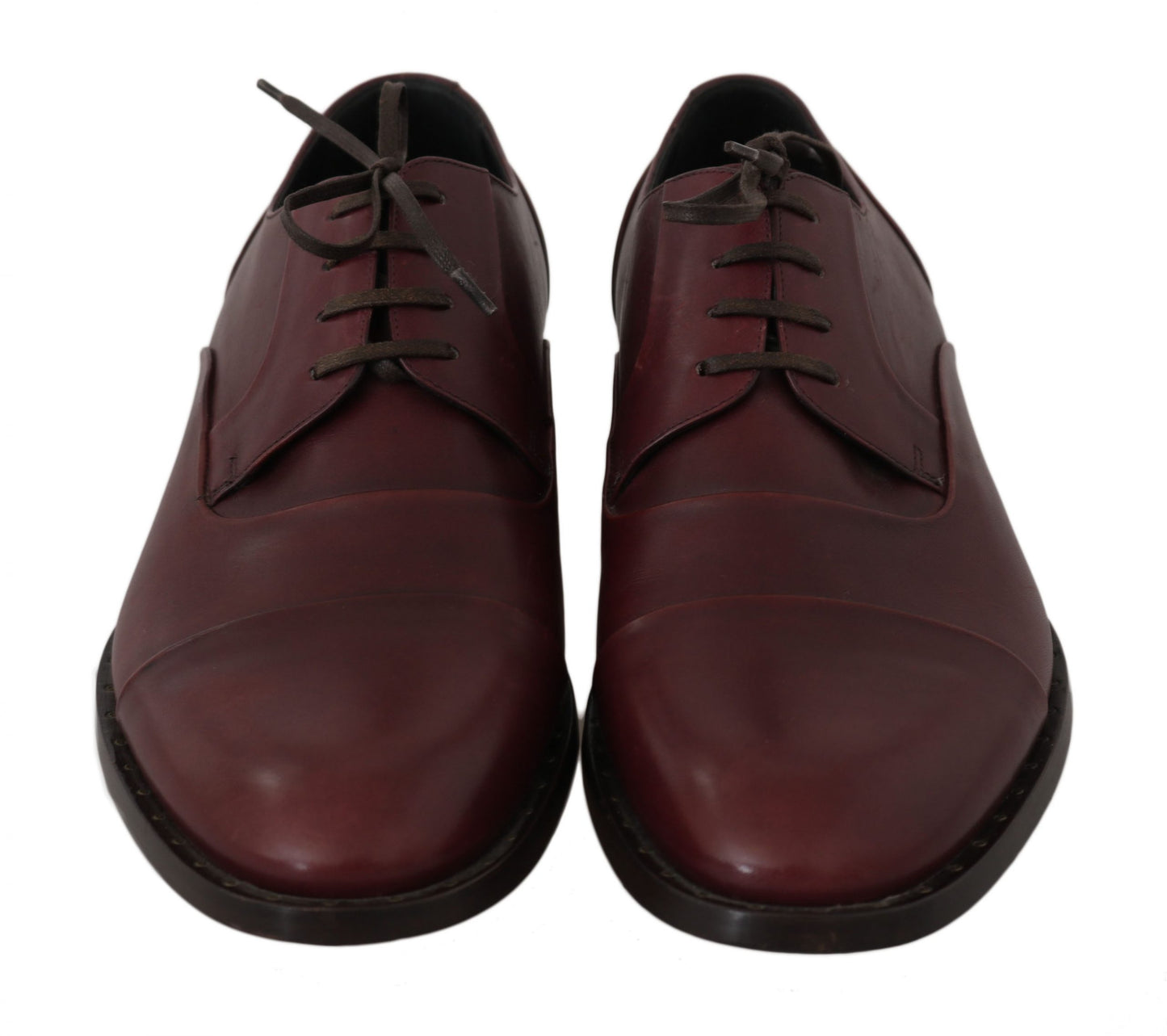 Dolce & Gabbana Red Bordeaux Leather Derby Formal Shoes Dolce & Gabbana
