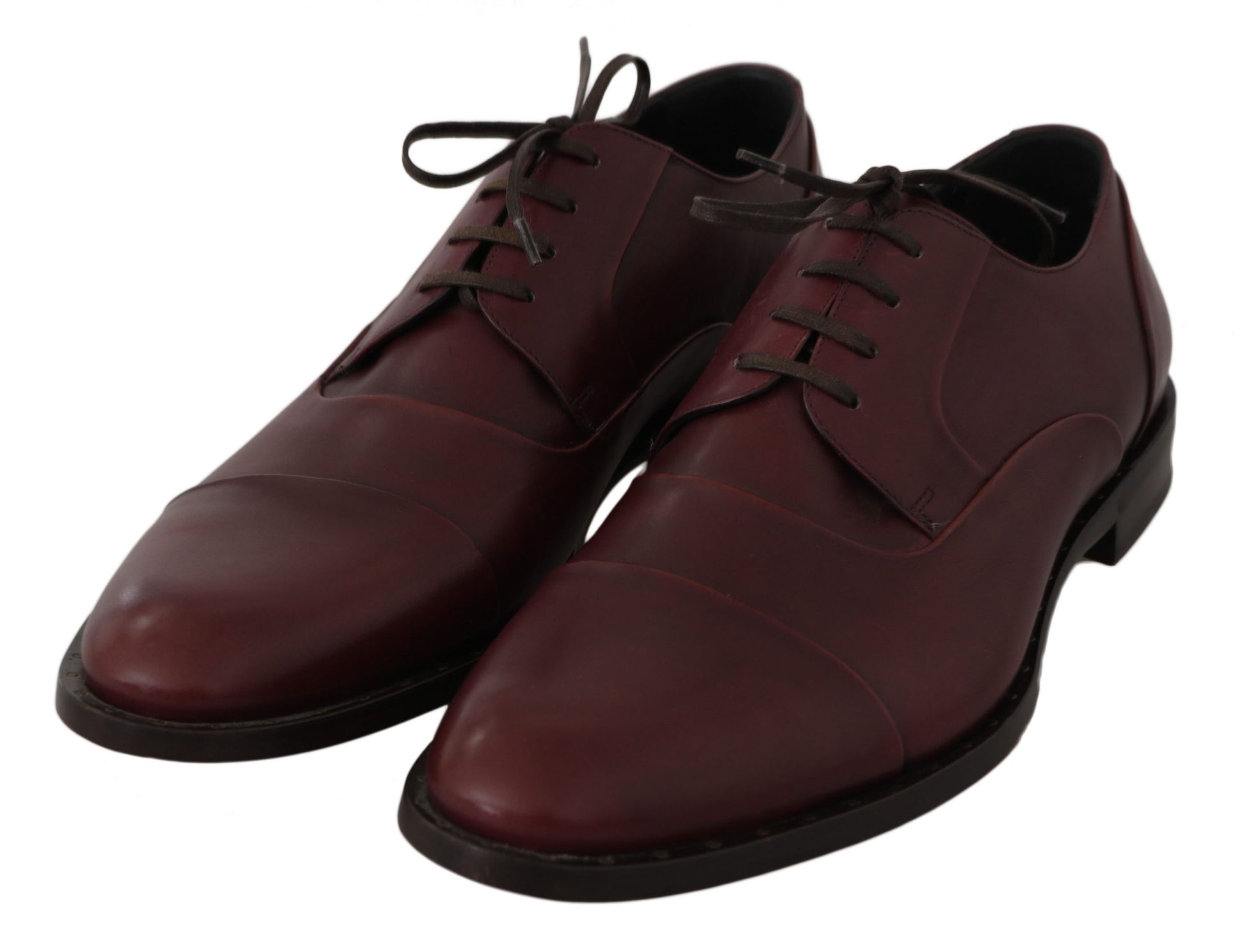 Dolce & Gabbana Red Bordeaux Leather Derby Formal Shoes Dolce & Gabbana