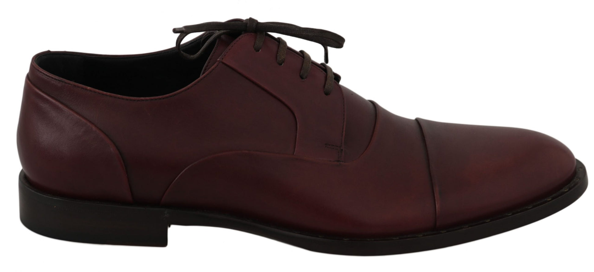 Dolce & Gabbana Red Bordeaux Leather Derby Formal Shoes Dolce & Gabbana