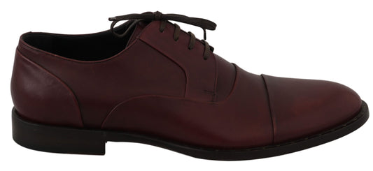 Dolce & Gabbana Red Bordeaux Leather Derby Formal Shoes Dolce & Gabbana